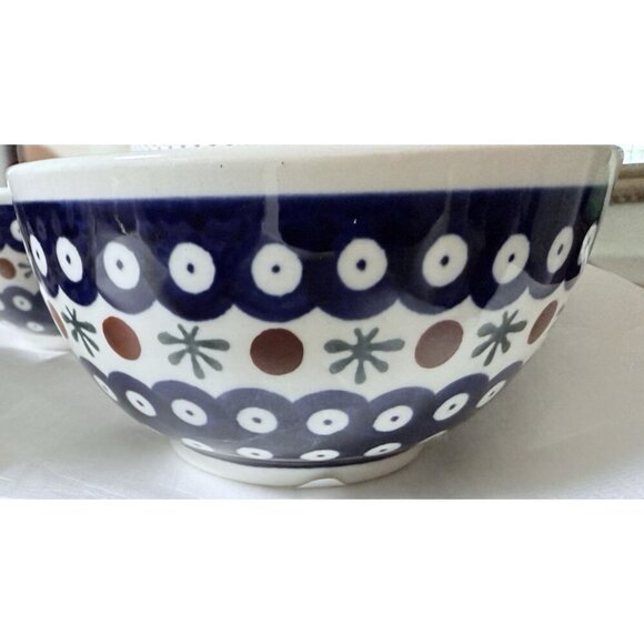 Polish Pottery Four Soup Bowls 16 Oz Fall Autum Goblincore - Picture 6 of 6